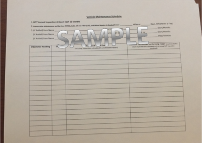 Vehicle Maintenance File Folders with interior maintenance schedule table